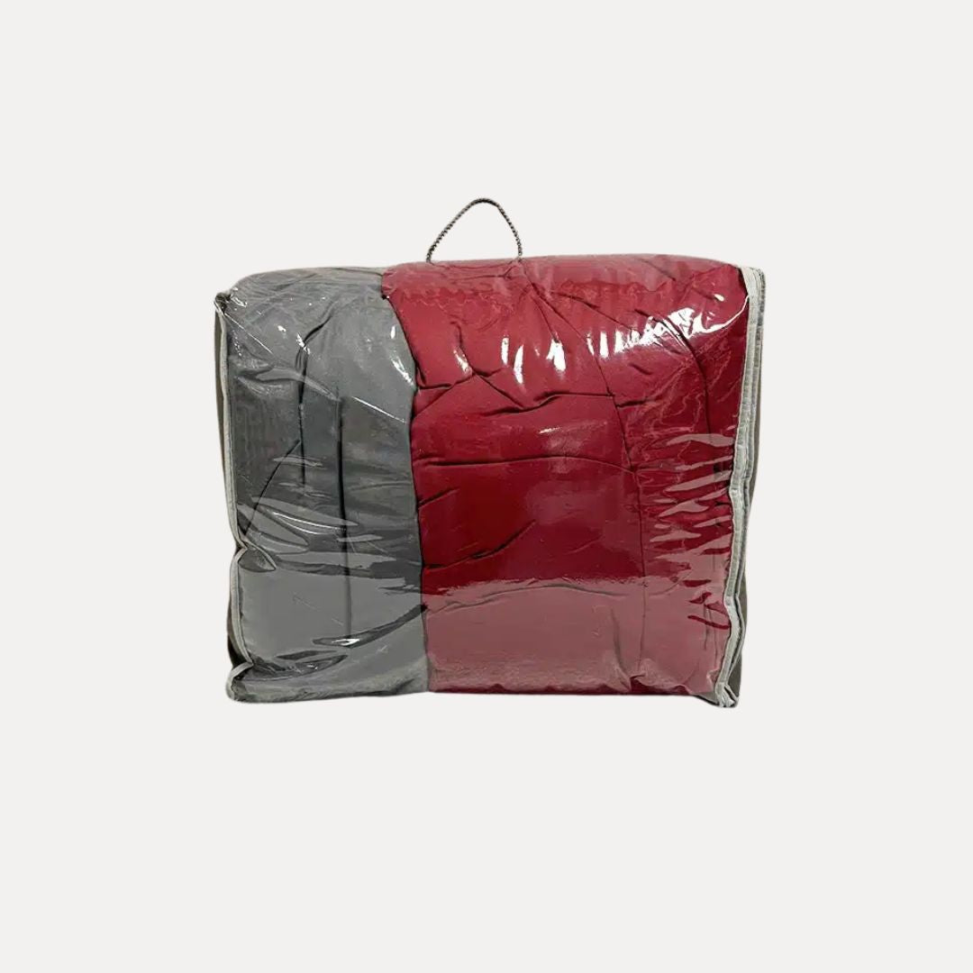 couette chaude gris rouge